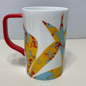 Teavana Abstract Floral Print Ceramic Coffee Tea Mug Cup 2015 14oz Multicolor 5”